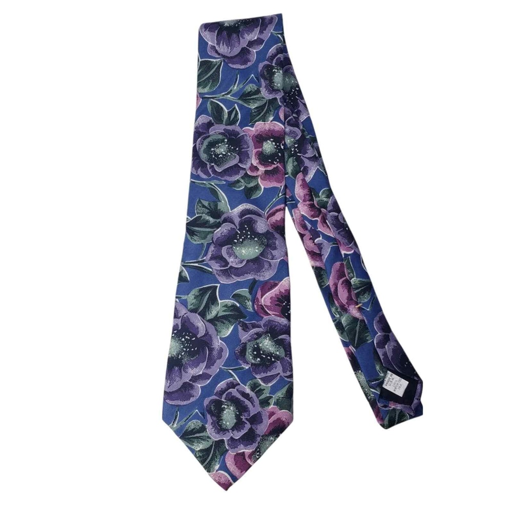 Oscar De La Renta 100% Silk Floral Pattern Tie Made in USA